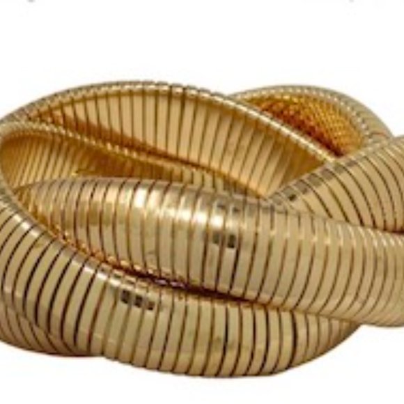 KENNETH JAY LANE, 3 ROW GOLD ROLLING BRACELET - Picture 3 of 3